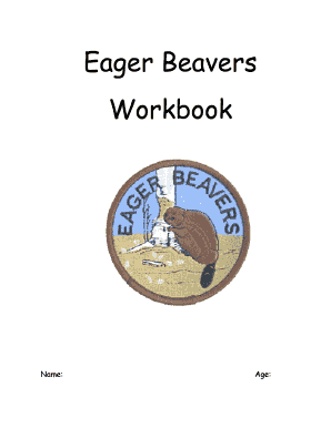 Eager Beaver Adventurer Workbook PDF  Form