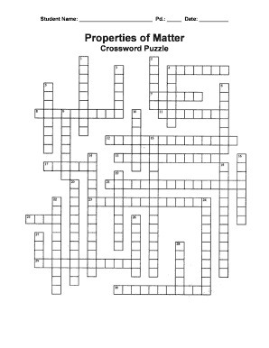 Properties of Matter Crossword Puzzle PDF  Form