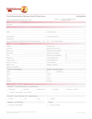 Fund Administration Member Benefit Claim Form