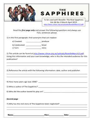 The Real Sapphires Worksheets Aboriginal Studies Association  Form