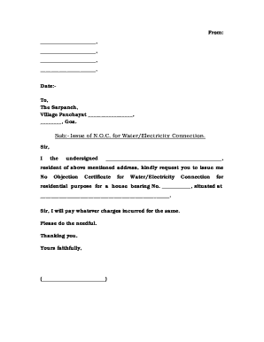 Noc for Electricity Connection PDF  Form
