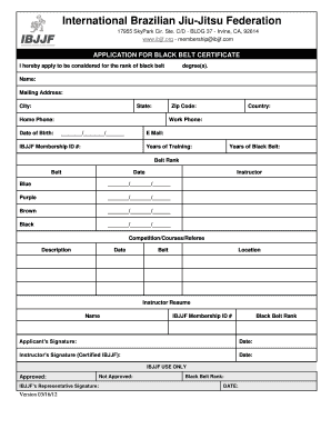 Ibjjf Belt Record Form