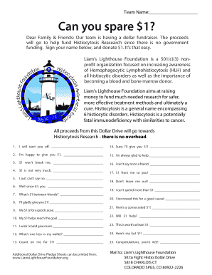 Dollar Sheet Fundraiser Church  Form