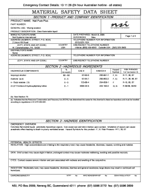 MATERIAL SAFETY DATA SHEET National Salon Supplies  Form