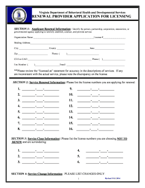 Va Dbhds Provider Application  Form