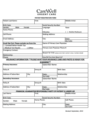 Carewell Registration  Form