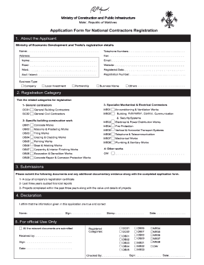 Contractor Registration Certificate  Form