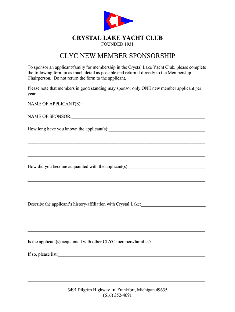 Membership Sponsor Form DOC