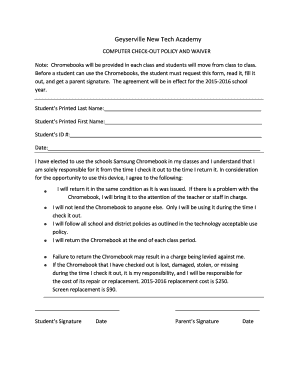 Notebook Check Out Waiver PDF Geyserville Unified School District  Form