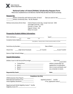 National Letter Intent Athletic  Form