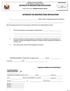 Affidavit of Mutilation Passport Sample  Form