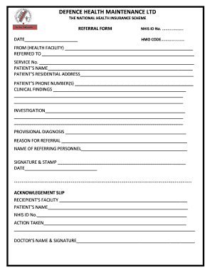 Referral Form for Nhis