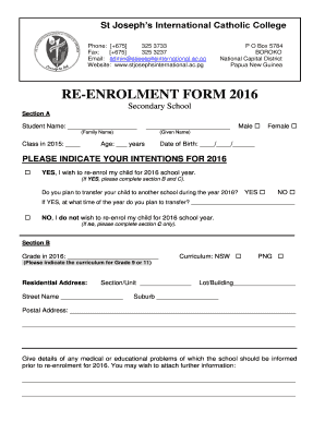 St Joseph International  Form