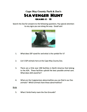 Cape May County Park Amp Scavenger Hunt  Form