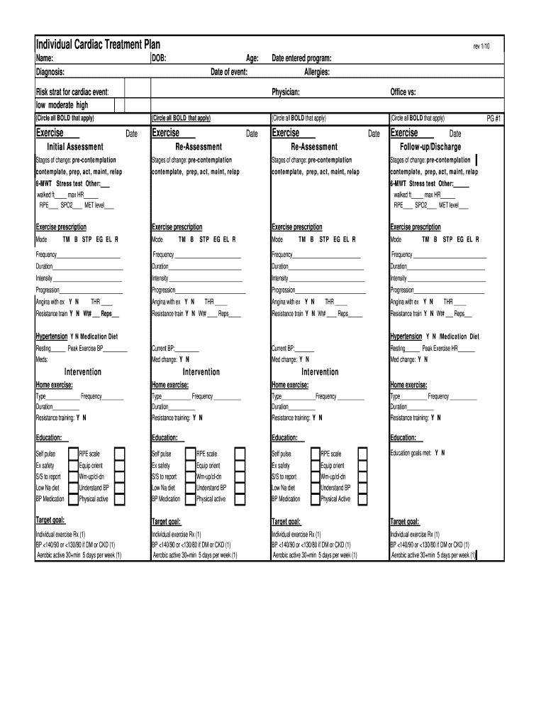 Individual Cardiac Treatment Plan Bkcrab Bnetbbcomb  Form