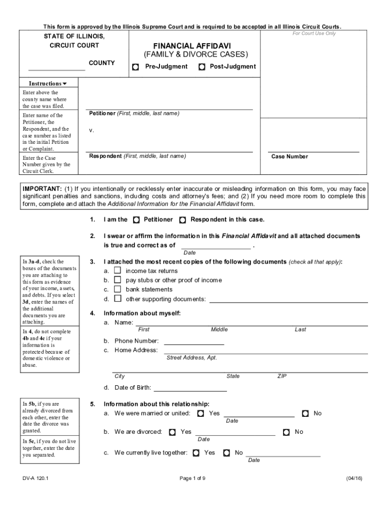  Financial Affidavit Illinois 2016-2024