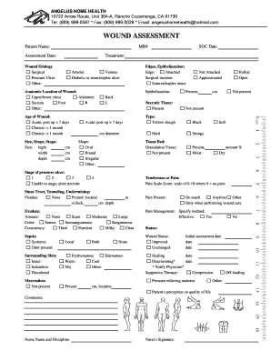 Wound Assessment ANGELUS HOME HEALTH Home Angelushomehealth  Form