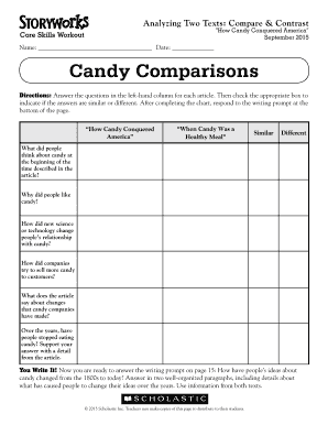 Candy Comparisons Scholastic  Form