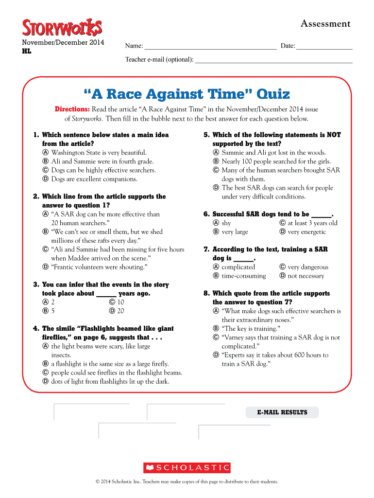 Get and Sign a Race Against Time Quiz Answers Form