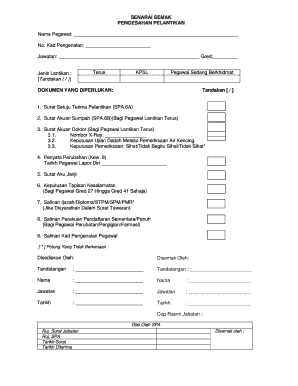 Senarai Semak Pengesahan Pelantikan  Form