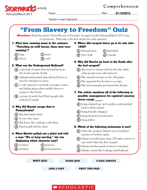 From Slavery to Dom Quiz Storyworks Scholastic  Form