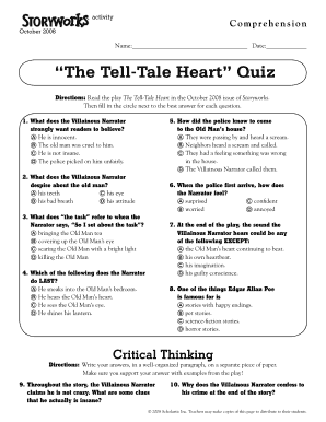 Tell Tale Heart Quiz  Form