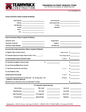 Construction Payment Request Form