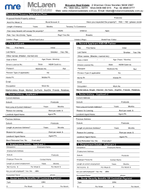 BTenancyb Application McLaren Real Estate  Form