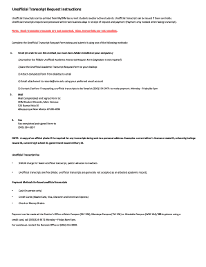 Cnm Transcript Request  Form