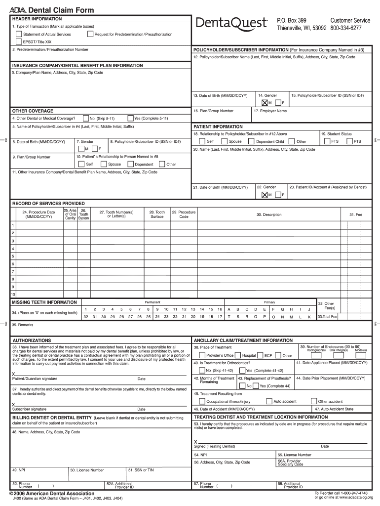 Dentaquest Claim Form