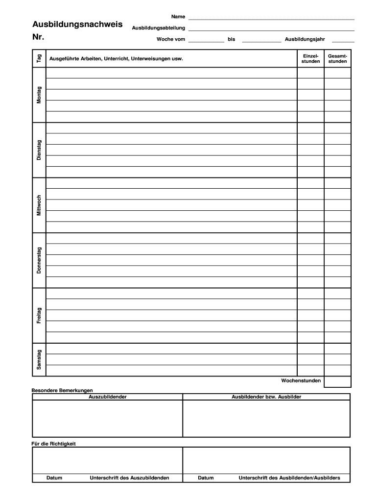 Ausbildungsnachweis Nr BIHKb BFuldab  Form
