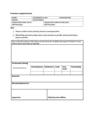 Probation Completion Form