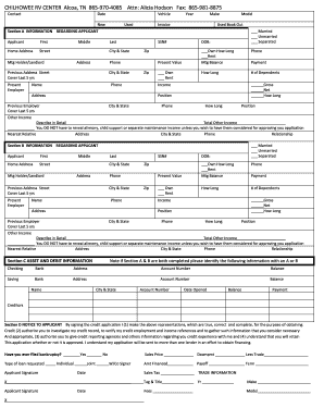 Rv Credit Application  Form