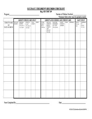 Eec Children&#039;s Record Checklist  Form