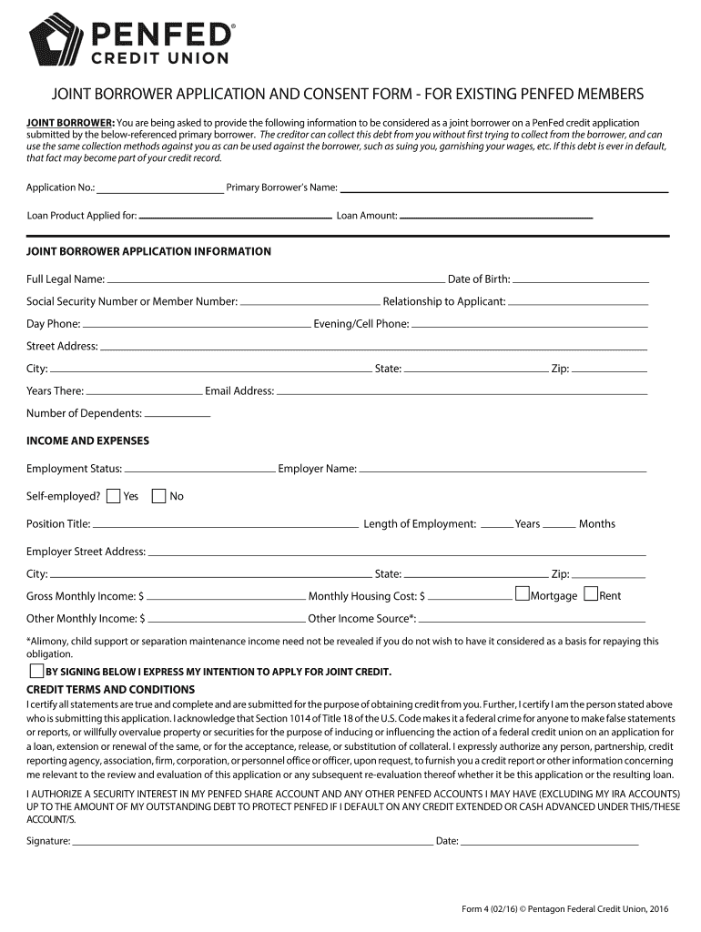 Penfed Joint Borrower Authorization  Form