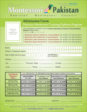 Pakistan Montessori Council  Form