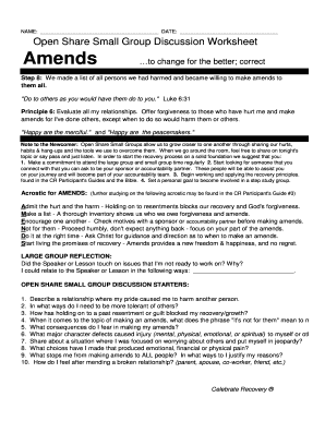 Making Amends Worksheet  Form