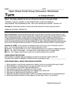 Celebrate Recovery Step 1 Worksheet  Form