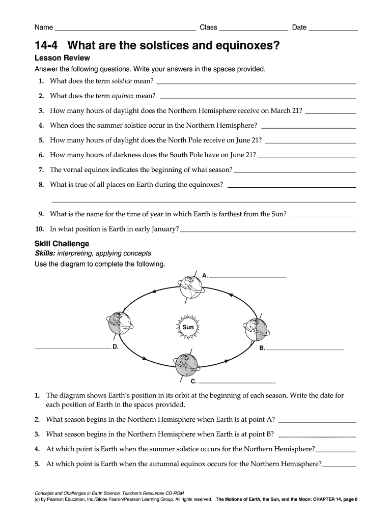 Solstice and Equinox Worksheet Answers  Form