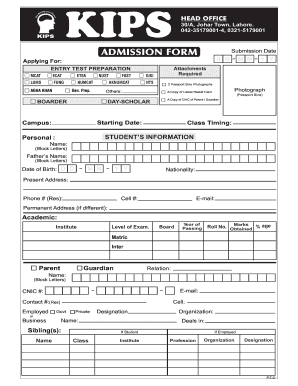 Kips Admission Form