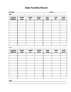 Humidity Log  Form