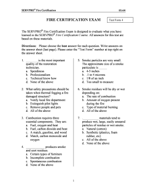 Servpro Water Certification Exam Answers  Form