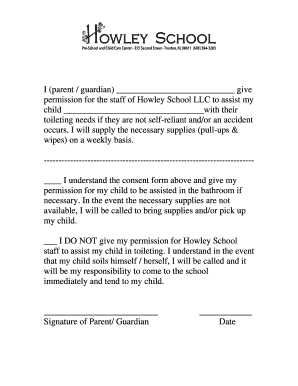 Toilet Consent Form Howley School