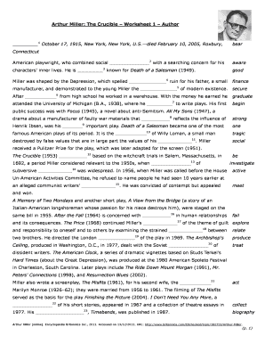 The Crucible Worksheets PDF  Form