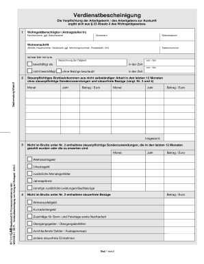 Verdienstbescheinigung  Form