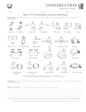 Excavator Hand Signals  Form