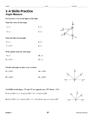 1 4 Skills Practice Angle Measure  Form