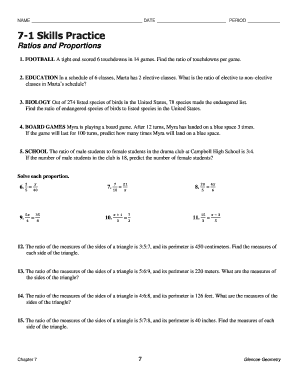 7 1 Skills Practice Ratios and Proportions  Form