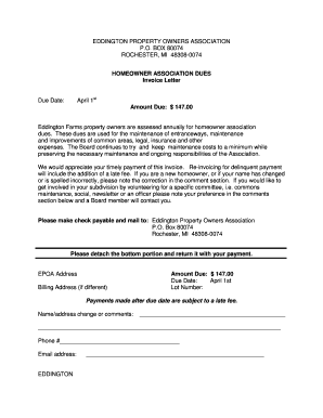 Hoa Dues Letter Template  Form
