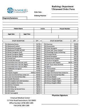 Ultrasound Order Form